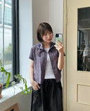 Demro Flower Check Short Sleeve Hood Shirt