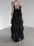 Black Swan Backless Fringe Bustier Top