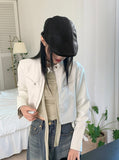 Bottle Biker Pocket Cropped Leather Jacket