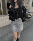 Nuts Washing Denim Mini Skirt