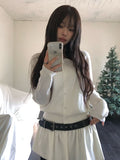 Pale One Piece Cardigan Layered Set