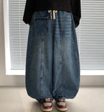 [Unisex] Melnew Snap Button Denim Banding Wide Pants
