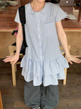 Hudum Striped Layered Shirt One Piece