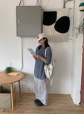 [unisex] Necket linen stripe banding pants