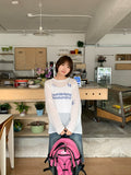 Dipeun Summer Printing Punching Long Sleeve Knit