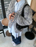 Rotem Hairy Mix Color Knit Cardigan