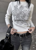 silver embroidered knit