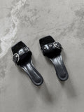 1107 Eyelet Belt Square Sandals (5cm)