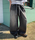[unisex] Denso Washing Denim Banding Wide Pants