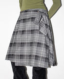 PLAID LAYERED WRAP SKIRT
