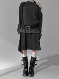 Toggle Boat Neck Loose Fit Long Sleeve Tee