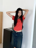 [MADE] Dear Basic Ribbed Square Neck Short Sleeve T-shirt