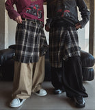 Plaid Check Layered Cotton Pants