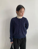 Yuhri Dot Round Knit Cardigan