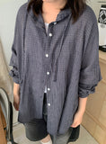 Toyu Summer Wrinkle Check Hood Overshirt