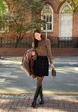 Ellow Half Neck Shirred Ribbed Knit