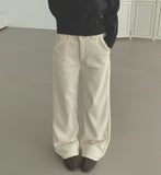 Corduroy Banding Bonding Brushed Loose Bootcut Pants