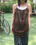 Veru Dot Frill See-through Sleeveless Layered One Piece