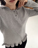 Sotten Mini Dot Polka Dot Frill Collar T-Shirt