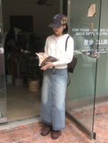 Coran washed denim long skirt