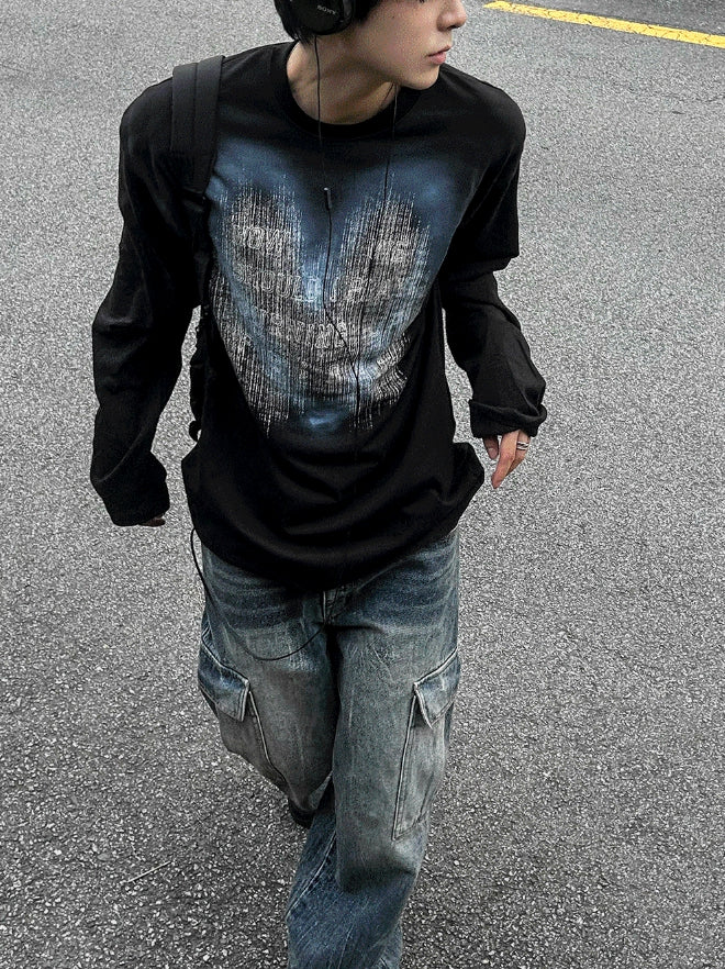 [COSYHARU公式]Hand Spray Brush Long Sleeve T-shirt COSYHARU (コシハル) - ハンドスプレーブラッシュ長袖Tシャツ