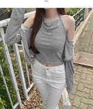 Layered Halterneck Inner Fake Layered Cardigan