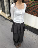 Giru Ribbon Lace Punching Long-Sleeve Cardigan