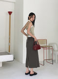 Dish Back Slit Ribbon Strap Hall Two-Way Sleeveless