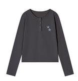 VINTAGE STAR LINE Henley Neck Long Sleeve T-Shirt