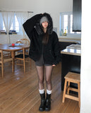 Cor Stud Trimming Fur Warmer Hood Zip-Up