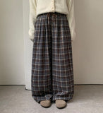 Calcori Banding Check Wide Pants