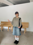 Kotaro Damaged Denim Midi Skirt