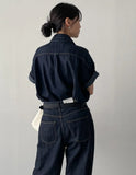 [unisex/summer yarn] Fred denim overfit short sleeve shirt
