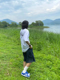 Linen bermuda over roop denim pants