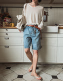 Crema linen V-neck knit