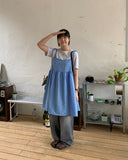 Miming Wrinkle Ribbon Midi One Piece