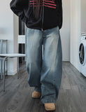 Blind washing balloon denim pants