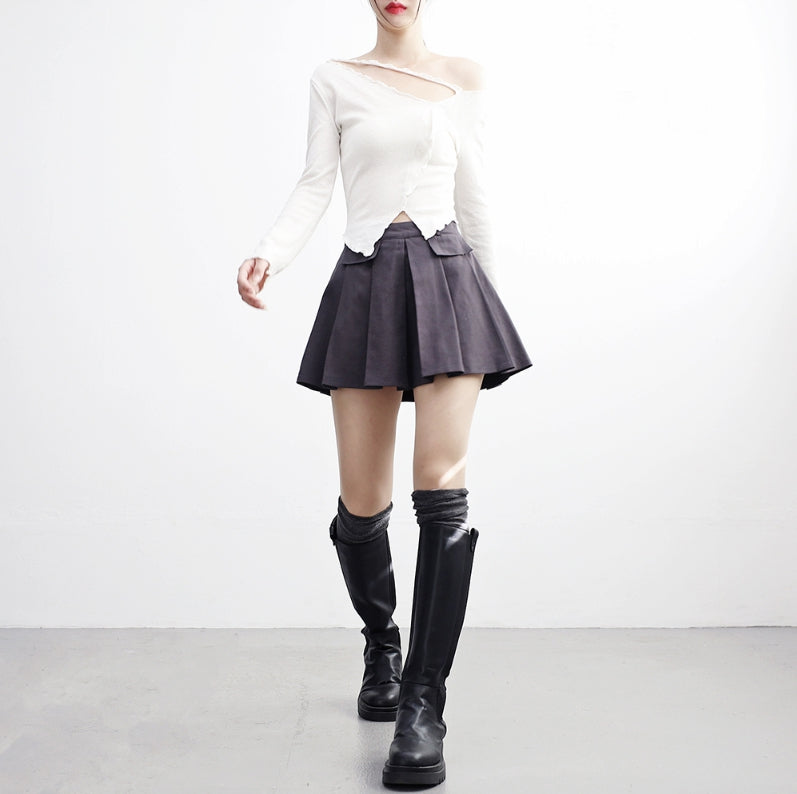 【NONCODE】Laminet pocket pleated skirt NONCODE(ノンコード) - ラミネポケットプリーツスカート