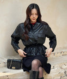 Kiez Round String Leather Short Jacket