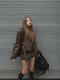Eyelet Bike Leather Jacket