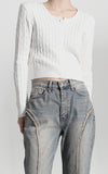 Round Twist Crop Cardigan