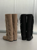 1173 Belt Strap Tassel Warmer Long Boots (4.5cm)