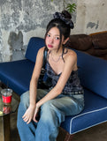 Wiz Strap Check Blouse Scrunch Set