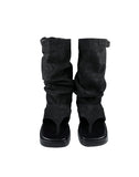 Pin buckle suede flip flops boots