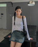 Line Overlock One Shoulder Long Sleeve