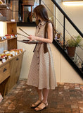 Tenza Stripe Sleeveless Shirt One Piece (Belt Set)
