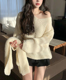 Ciel V-neck Hachi Knit Muffler Set