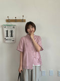 Moldef Stripe Seersucker Ribbon Short Sleeve Shirt