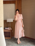 Poen Chiffon Shirring Flare One Piece