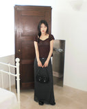 Tano Dot Lace Ribbon Long Skirt